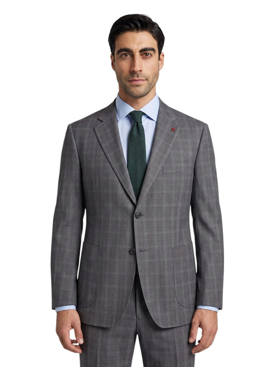 $6700 ISAIA NAPOLI "Capri" Gray Suit Fine Wool Plaids 48 US / 58 EU 8R