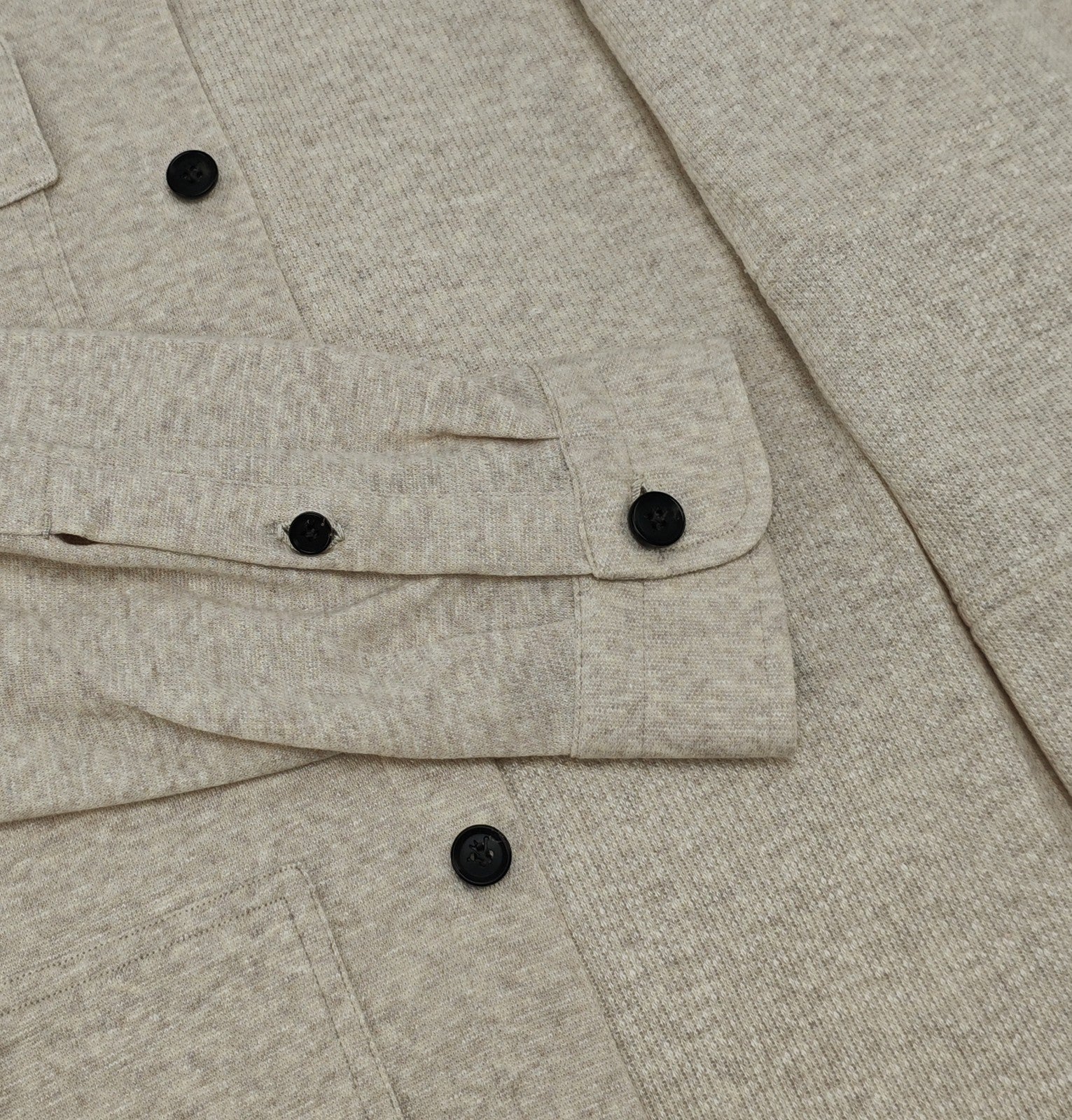 $1450 ISAIA NAPOLI Light Beige Hand-Sewn Overshirt Jacket Linen - Cotton Size L