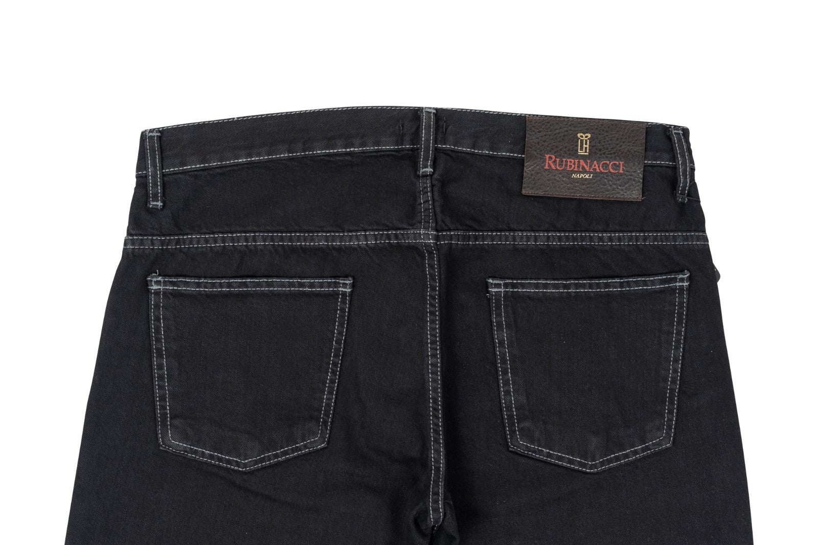 490$ RUBINACCI NAPOLI Black Denim Jeans Trousers Pant Cotton Regular Fit