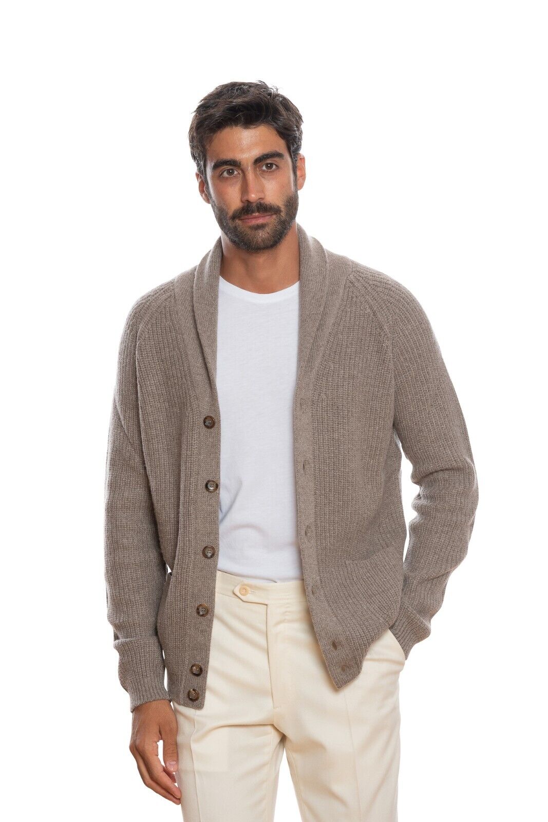 850$ DELLA CIANA CASHMERE Wool Merinos Superior / Cashmere Cardigan 40 US  50 EU