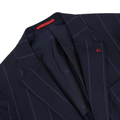 $6700 ISAIA "Gregorio" Dark Blue Suit Fine Wool Striped 42 US / 52 EU 8R