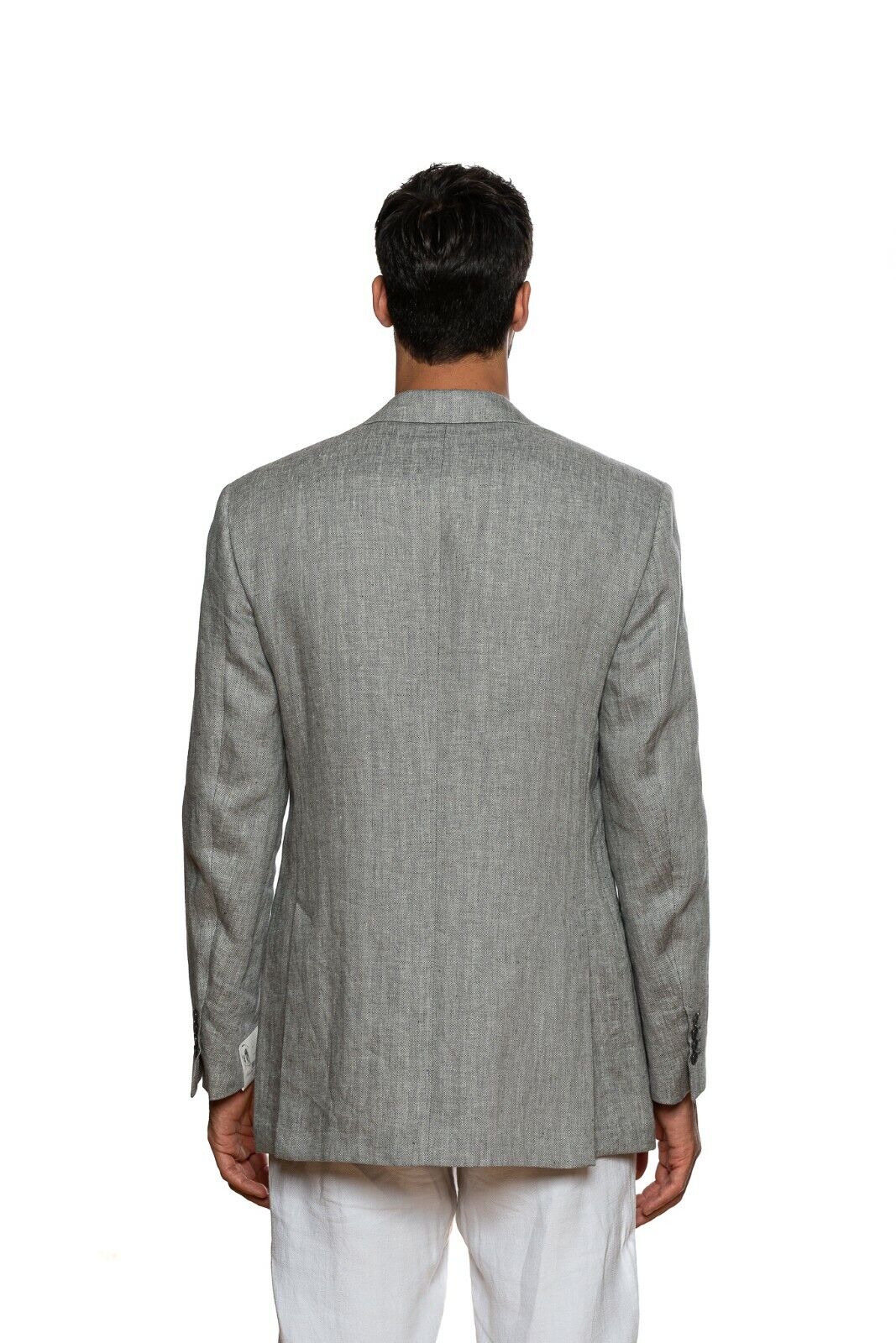 2190$ BELVEST Gray Herringbone Pure Linen Jacket Blazer 42 US / 52 EU 7 R