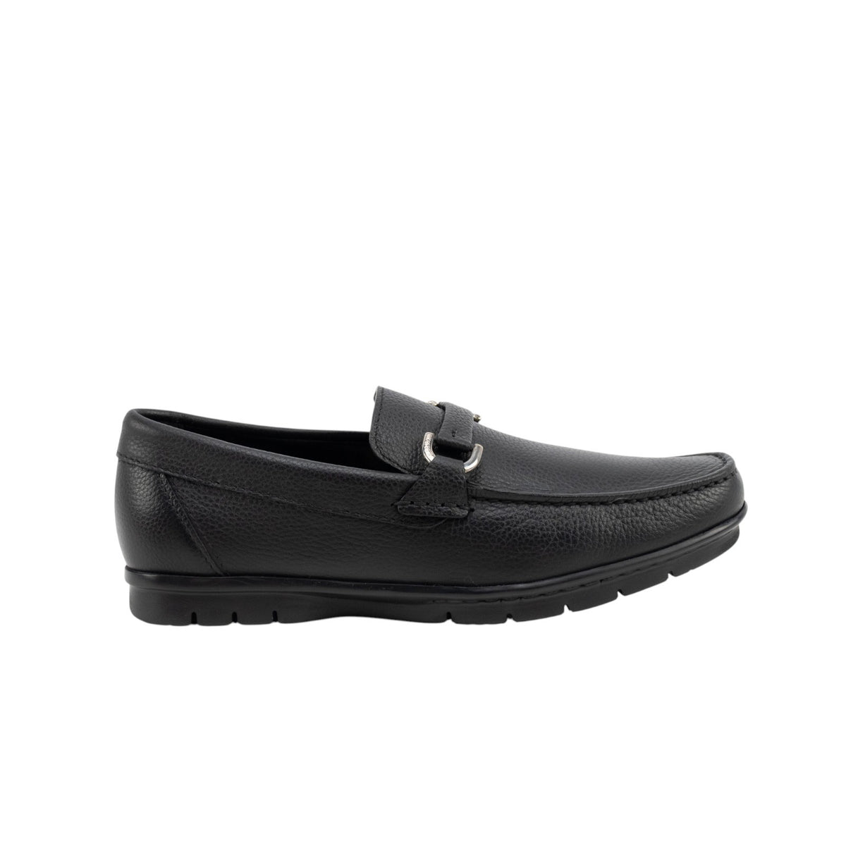 900$ TESTONI Mocs Black Grained Calf Black + Metal 4.5 UK / 5.5 US /  38.5 IT