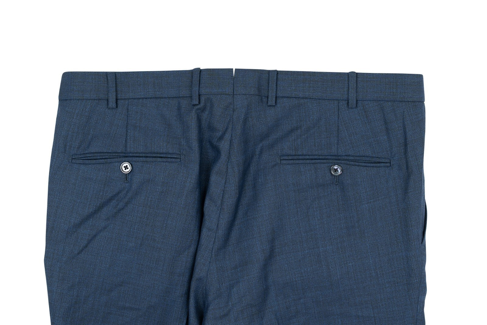 1250$ ISAIA NAPOLI Textured Blue Hand-Sewn Dress Pant Wool Silk 34 US / 50 EU 8R