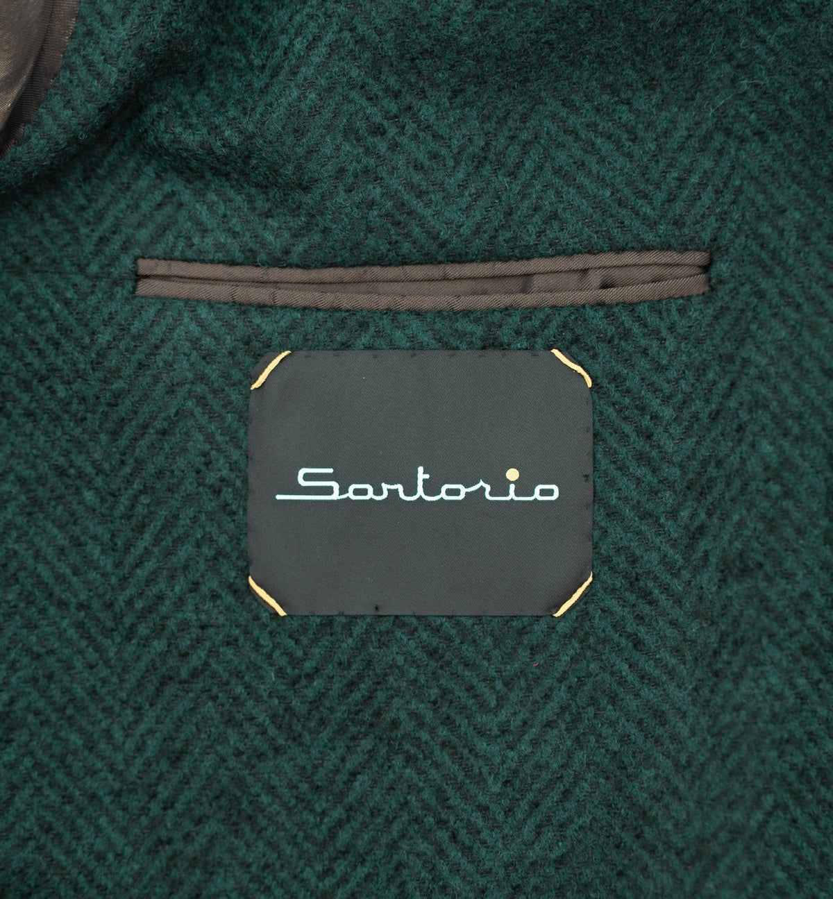 $2750 SARTORIO by KITON Green Overcoat Flannel Wool Herringbone 40 US / 50 EU
