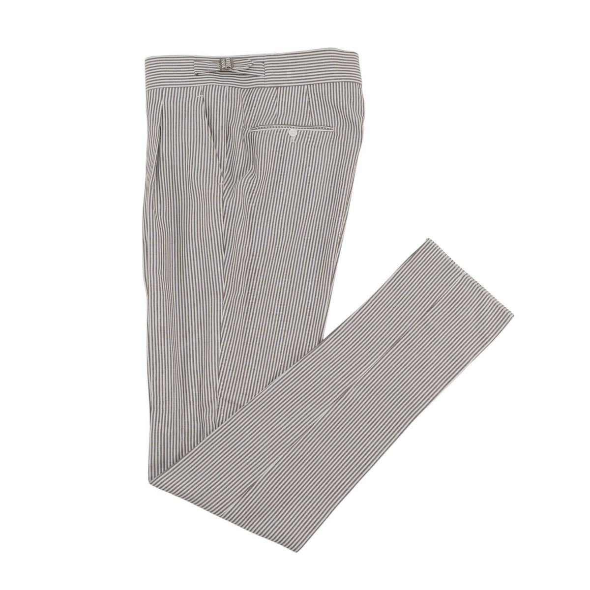 $6450 ISAIA NAPOLI "Capri" White / Brown Suit Cotton / Silk 38 US / 48 EU 8R