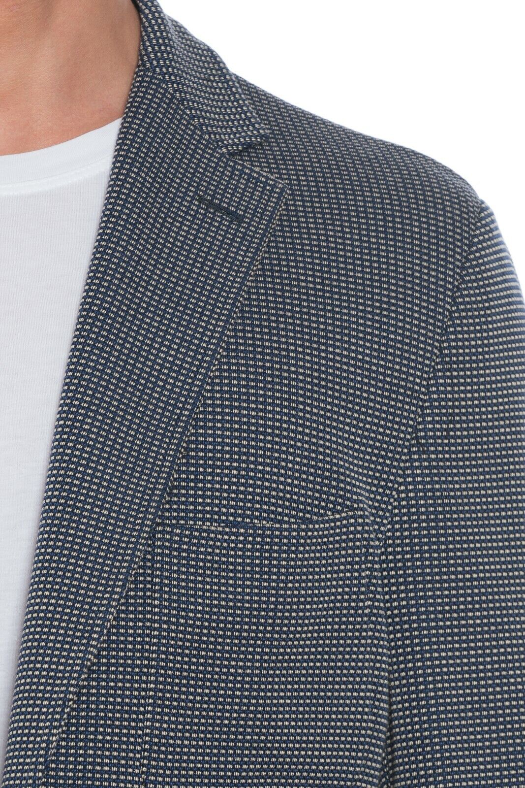 1750$ BELVEST Jacket Blazer Blue Heavy Cotton Geometric 44 US / 54 EU 8R