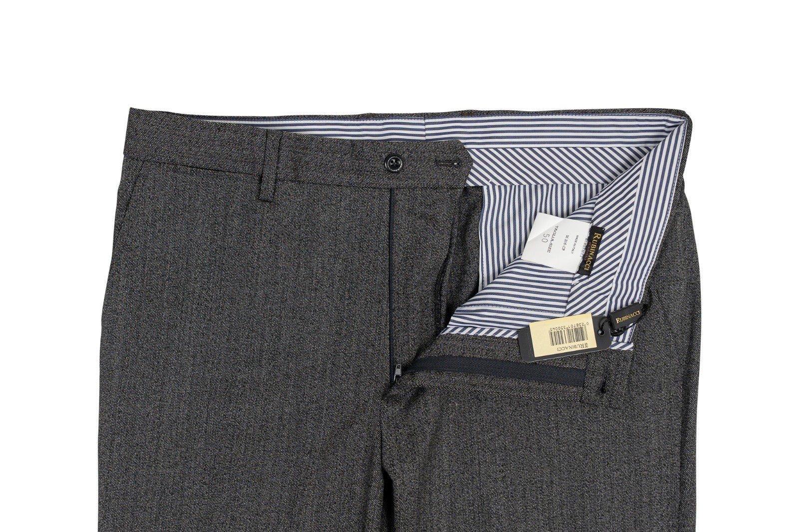 670$ RUBINACCI NAPOLI Gray Worsted Wool Dress Pant 34 US / 50 EU