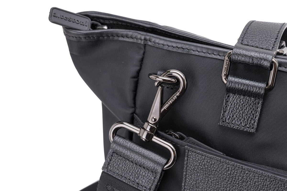 $840 Testoni Bologna Shopping Bag Work Bag Shoulder Strap Karibu Calf + Fabric