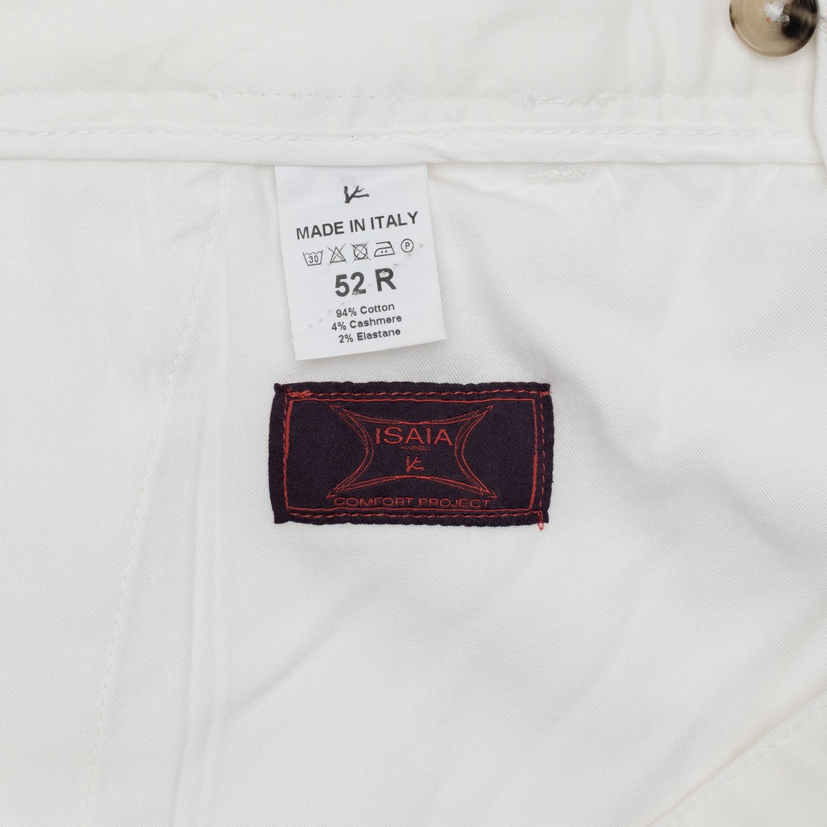 850$ ISAIA NAPOLI White Chino Pant Cashmere Cotton Regular Fit 36 US / 52 EU