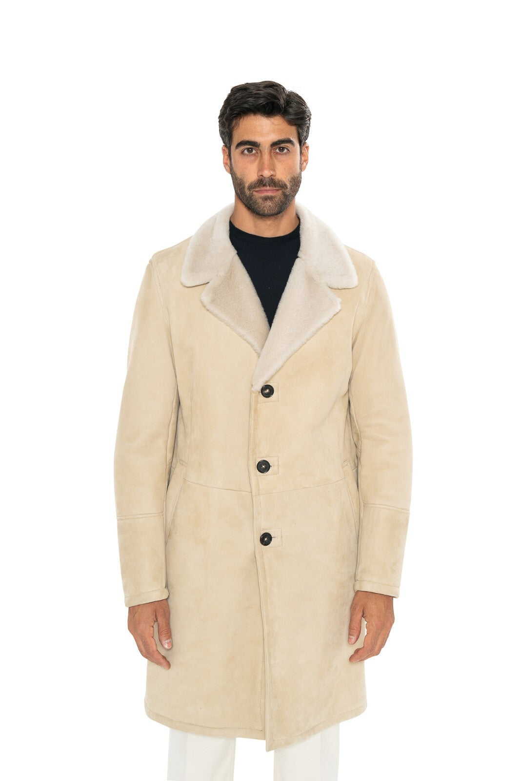 7400$ ISAIA NAPOLI "Portofino" Beige Shearling Coat 100% Lambskin 38 US / 48 EU