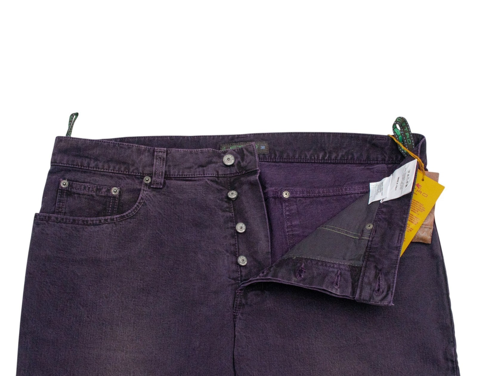 850$ ETRO MILANO Dark Purple Denim Cotton Jeans Pant Loose Fit 38 US / 54 EU