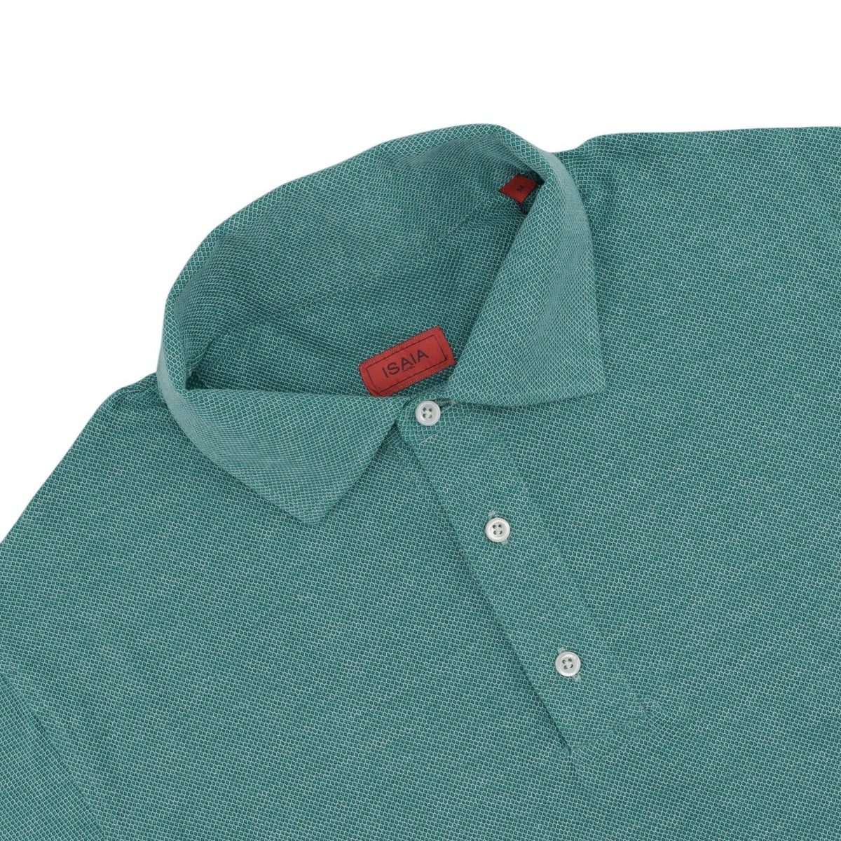 560$ ISAIA NAPOLI Cotton Jersey Short Sleeve Polo Green Size M