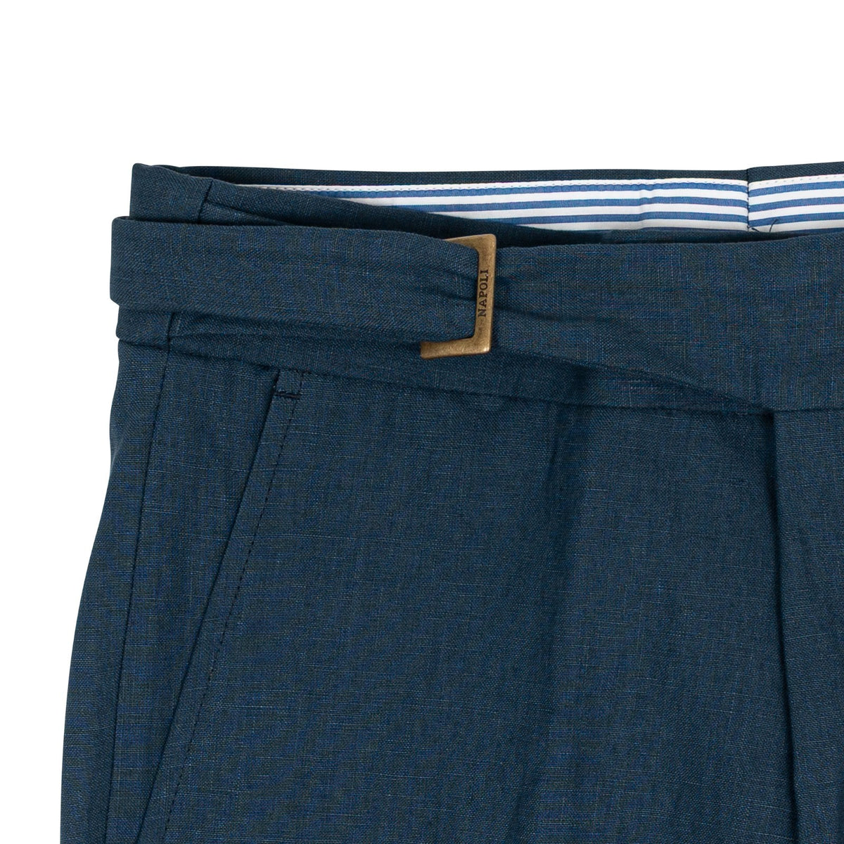670$ RUBINACCI NAPOLI "Genny" Blue 100% Linen Trouser Pant 28 US / 44 EU