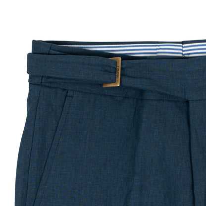 670$ RUBINACCI NAPOLI "Genny" Blue 100% Linen Trouser Pant 28 US / 44 EU