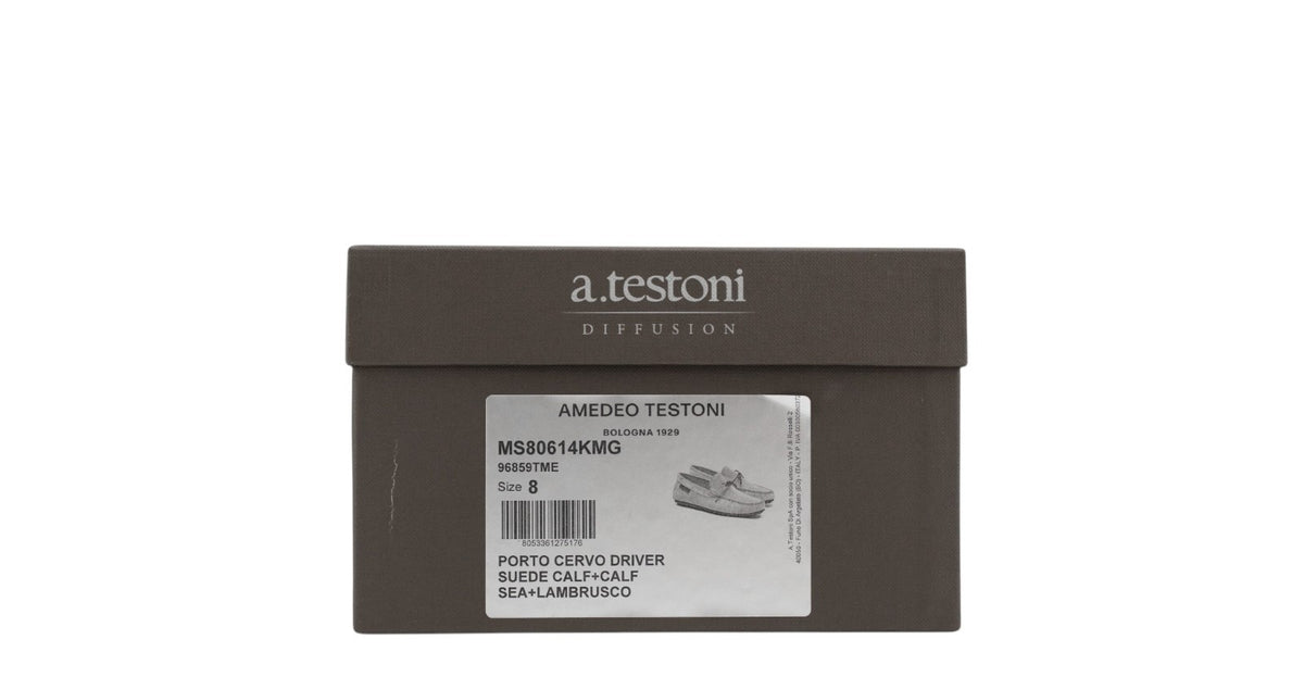 1200$ TESTONI Driver Loafer Shoes Suede Lambrusco 8 UK / 9 US / 42 IT