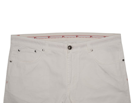 695$ ISAIA NAPOLI White 5 Pockets Jeans Denim Pant Cotton Slim Fit