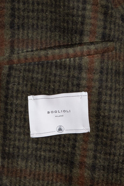 $1850 BOGLIOLI MILANO Checks Dark Green Coat Flannel Wool 38 US / 48 EU