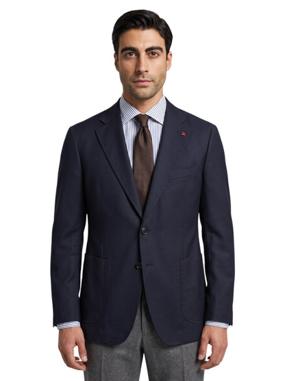 $5725 ISAIA "Capri" Blue Midnight Sport Coat Fine Wool 4 Season 42 US / 52 EU 8R