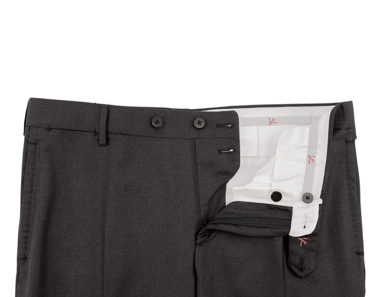 1690$ ISAIA Hand-Sewn Tapered Dress Pant Fine Wool 150's Dark Gray 38 US / 54 EU