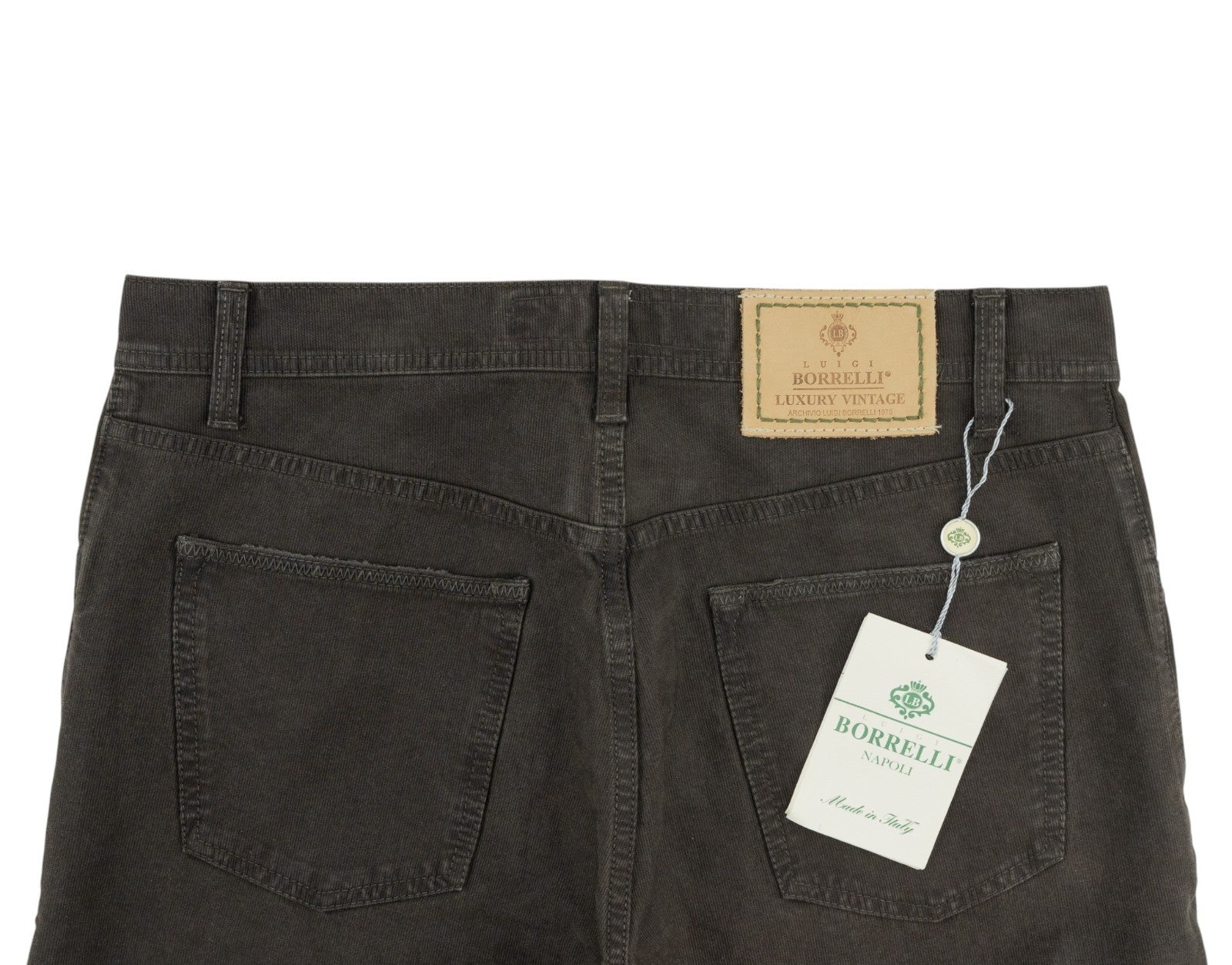 415$ LUIGI BORRELLI NAPOLI Dark Brown Denim Jeans Pant Cotton 33 US / 49EU