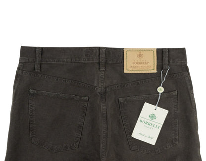 415$ LUIGI BORRELLI NAPOLI Dark Brown Denim Jeans Pant Cotton 33 US / 49EU