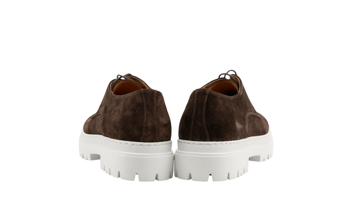 1050$ TESTONI "Mantova" Derby Brown Sneaker Suede Cigar 8 UK  10 US  42 IT