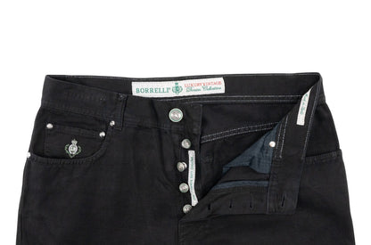 415$ LUIGI BORRELLI NAPOLI Black Denim Jeans Pant Cotton Made in Italy