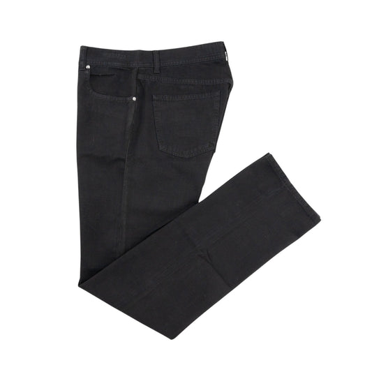 415$ LUIGI BORRELLI NAPOLI Black Denim Jeans Pant Cotton Made in Italy