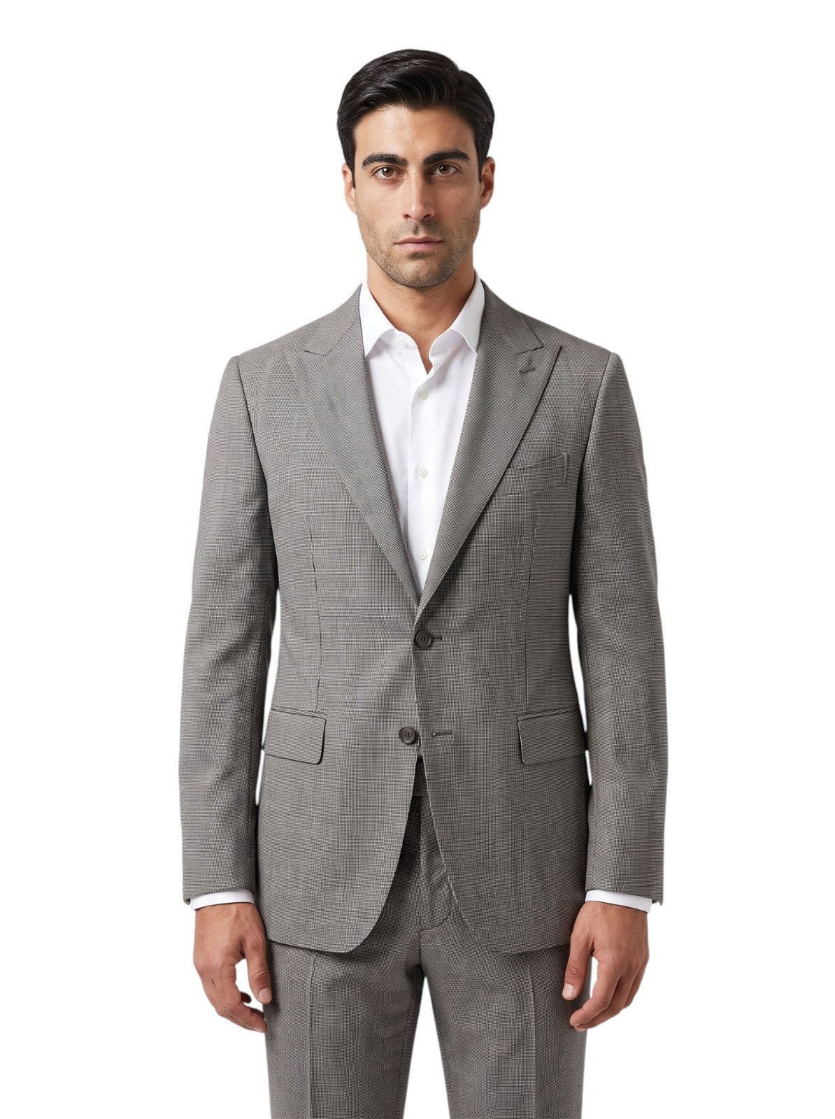 $2700 SARTORIA PARTENOPEA Total Hand-Sewn Suit Wool 140's Gray Houndstooth
