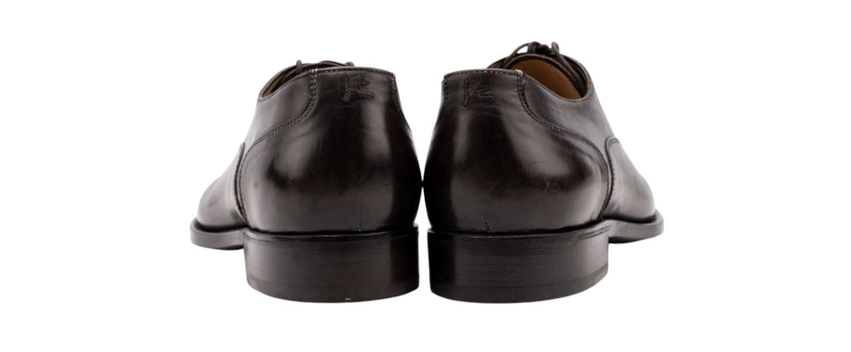 1350$ ISAIA NAPOLI Brown Handcrafted Goodyear Oxford Shoes 6 UK / 7 US / 40 IT