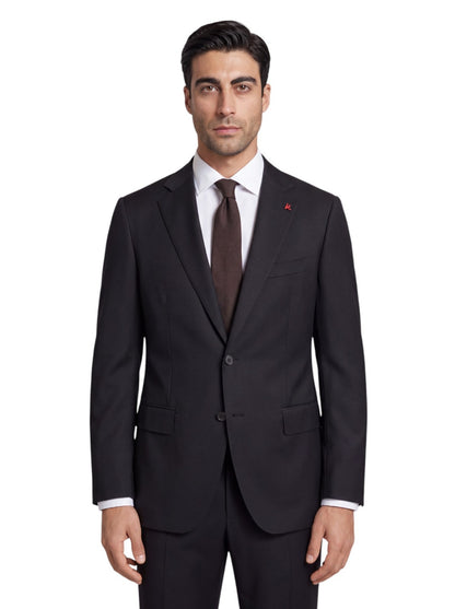 $7150 ISAIA "Sanita" Black Suit Hand-Sewn Fine Wool Aquaspider Water Repellent