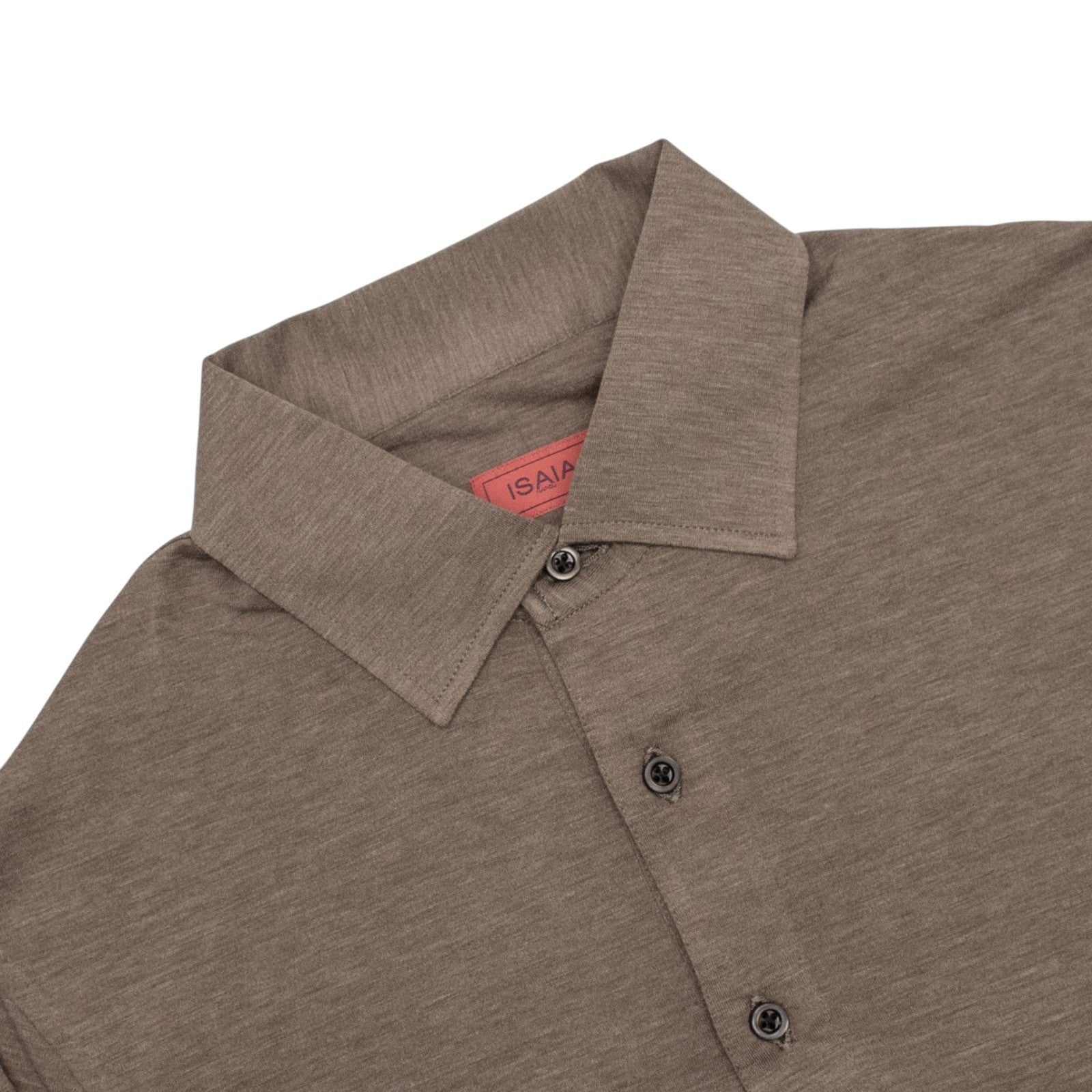 1050$ ISAIA NAPOLI Brown Handmade Polo Long Sleeve Fine Cotton Silk Size XS