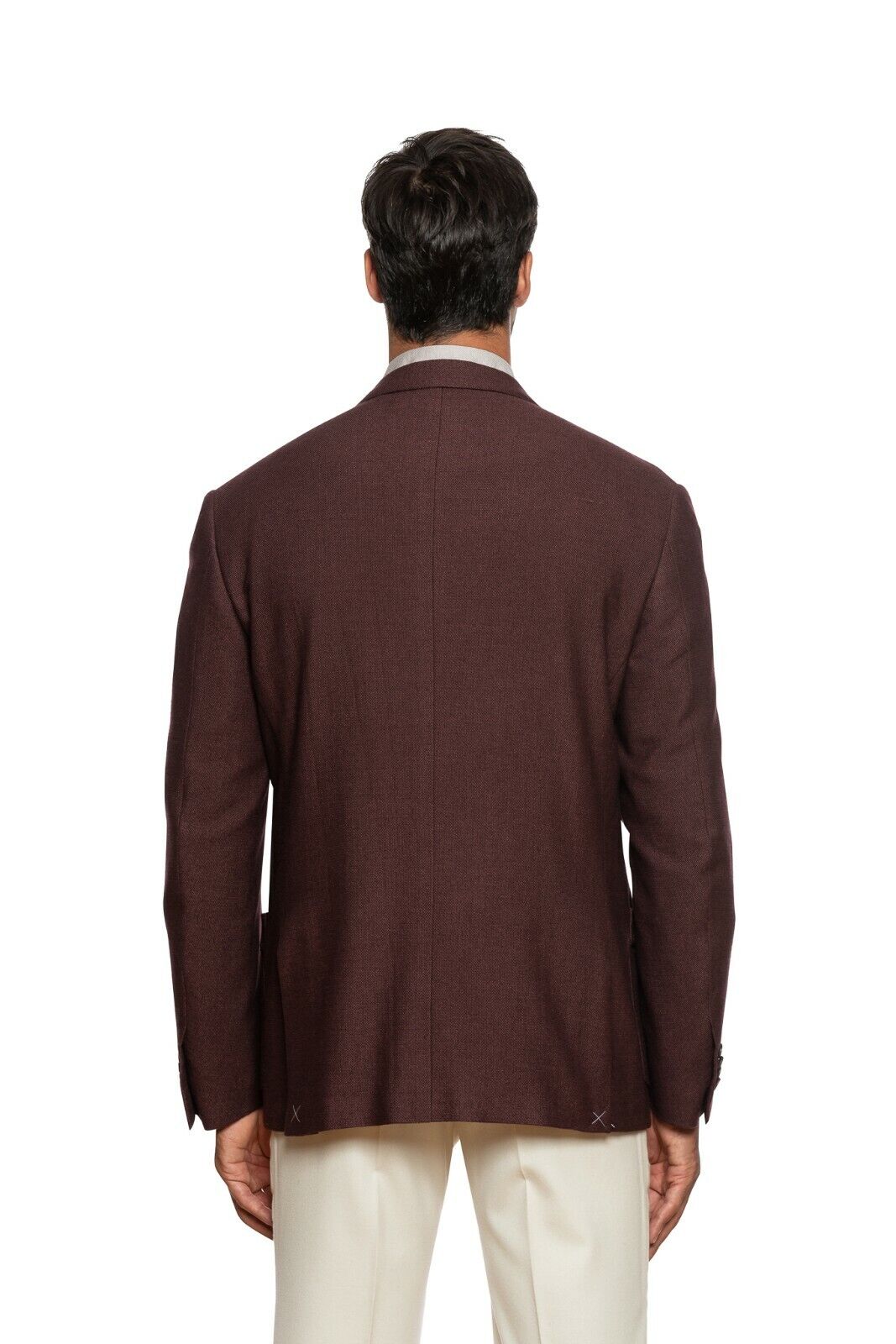 1450$ CORNELIANI Jacket Blazer Wine Wool Silk + Leather 42 US / 52 EU 7R Stretch