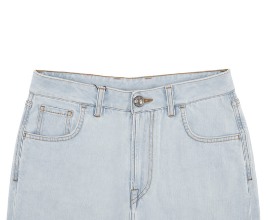 795$ ISAIA Light Blue Denim Jeans 5 Pocket Pant Cotton Wide Flare  24 US 40 EU
