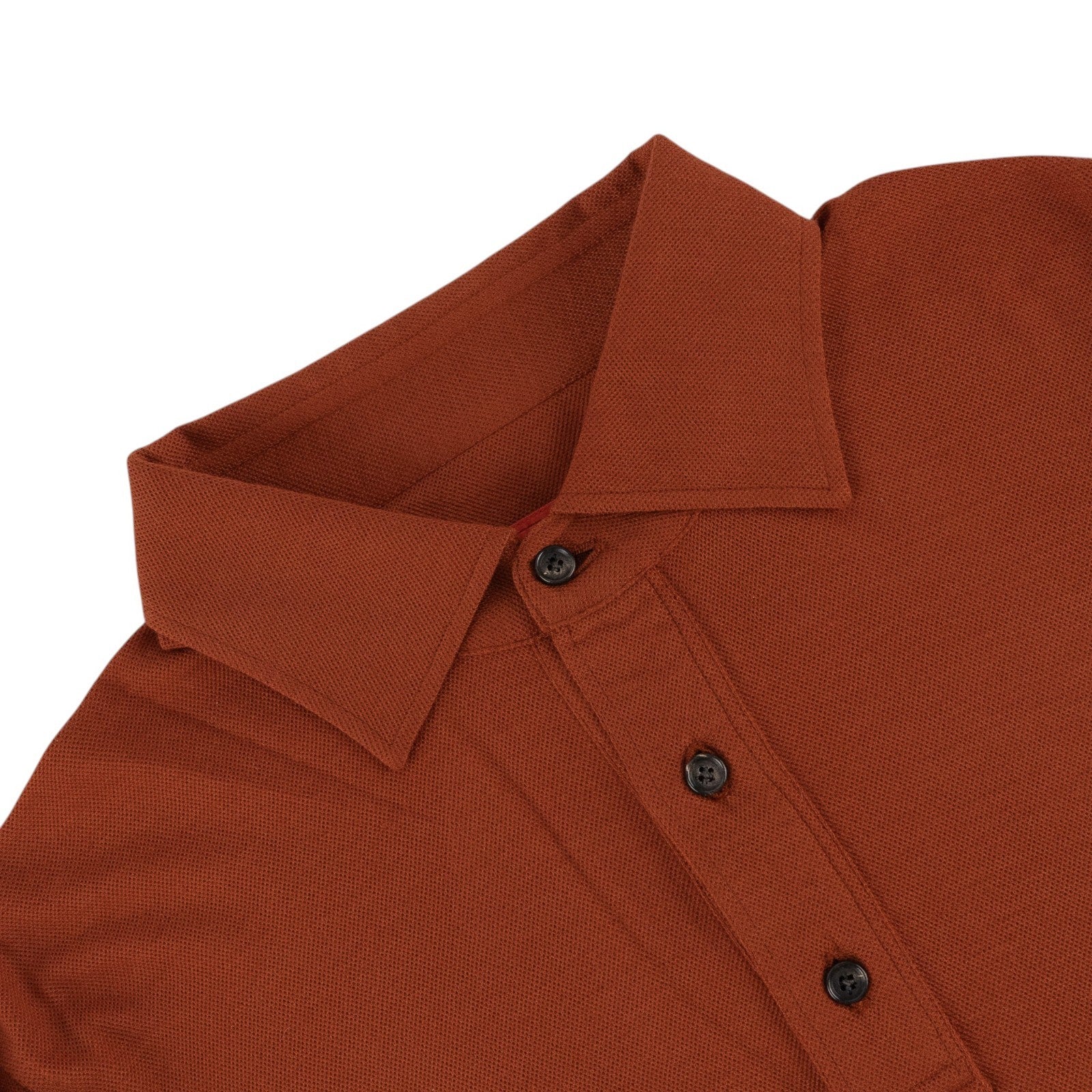 1200$ ISAIA NAPOLI Rust Handmade Polo Long Sleeve Knit Wool Jersey