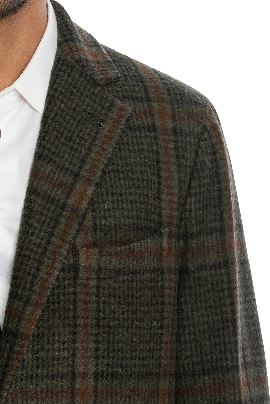 $1850 BOGLIOLI MILANO Checks Dark Green Coat Flannel Wool 38 US / 48 EU