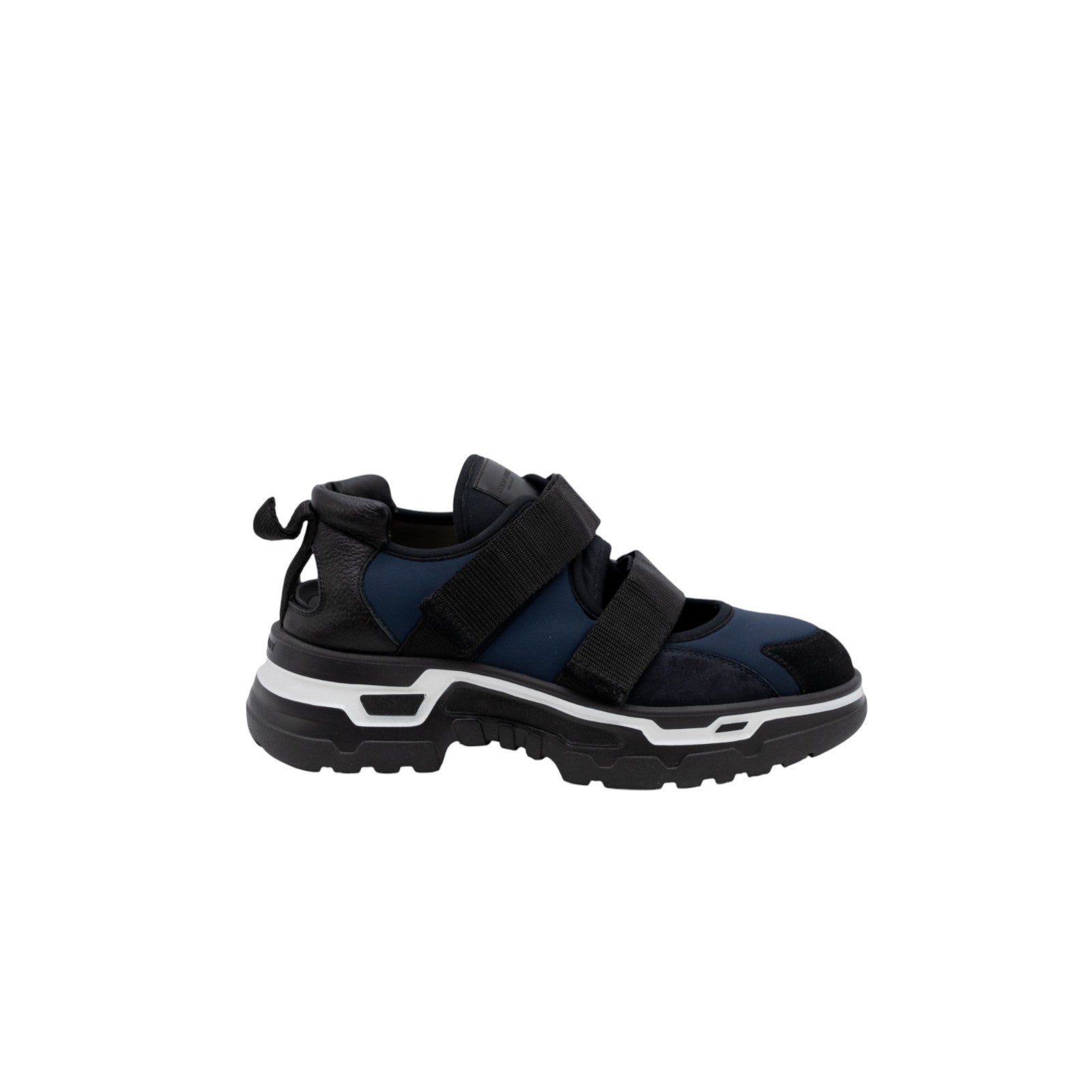 1450$ GIORGIO ARMANI Sneakers Shoes Tech Suede Strapped Blue Black Lug Sole