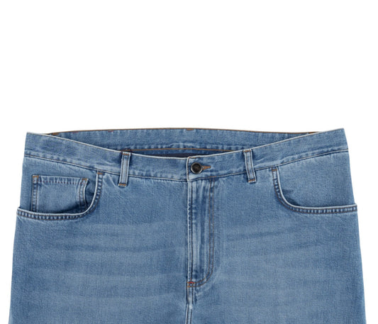 715$ ISAIA NAPOLI Washed Denim Jeans 5 Pockets Cotton Regular Fit 38 US / 54 IT