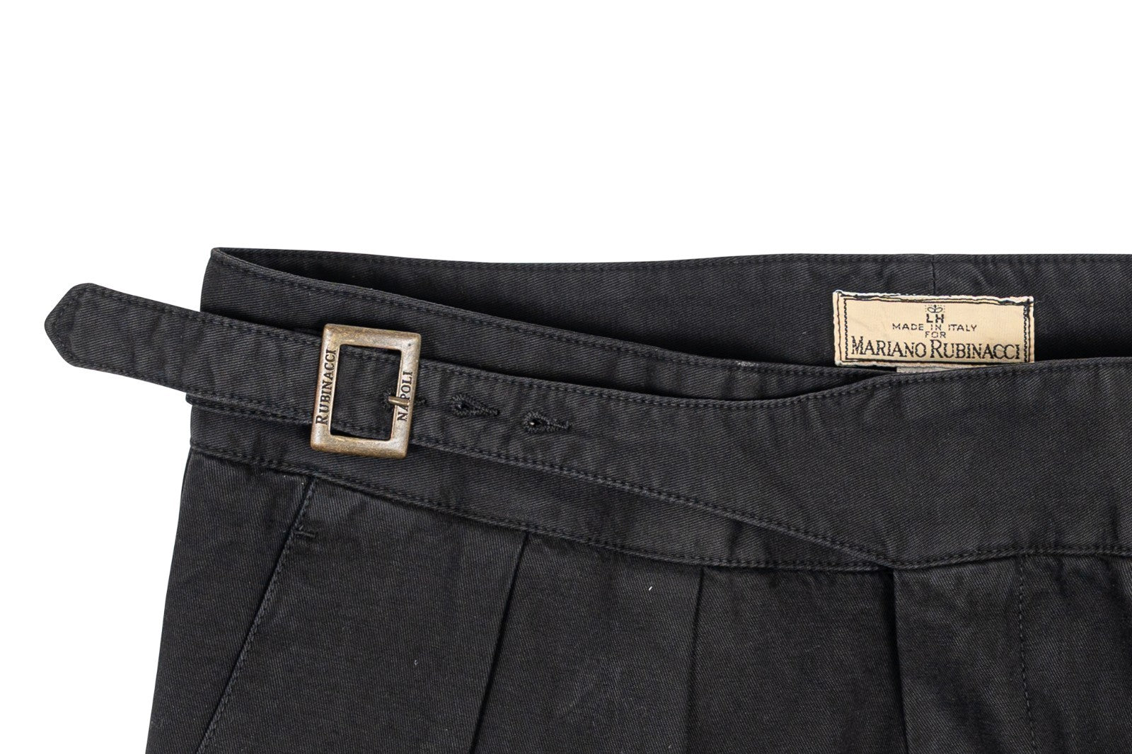 650$ RUBINACCI NAPOLI "Manny" Black Cotton High Rise Pant Gurkha 36 US / 52 EU