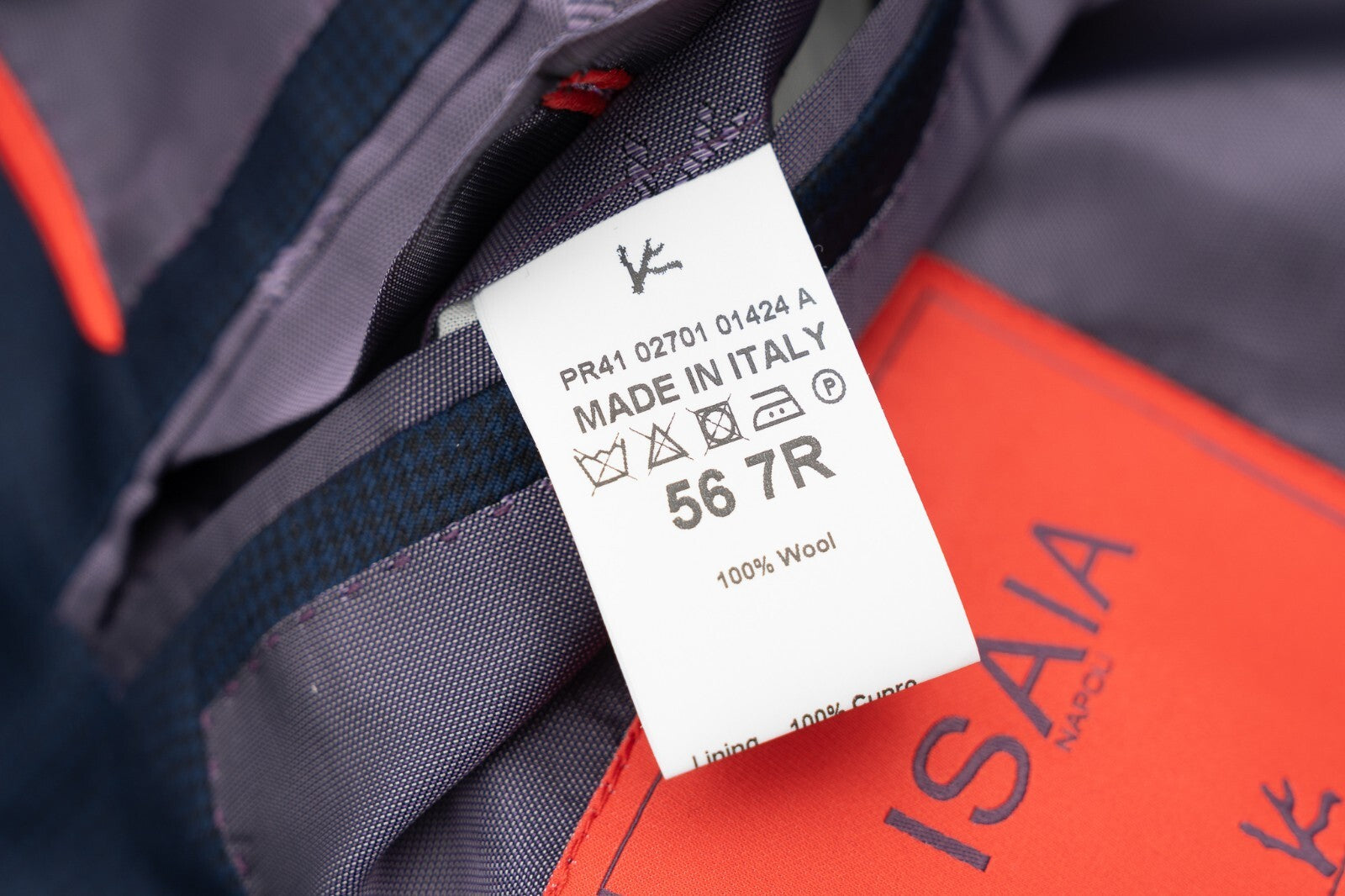$5600 ISAIA NAPOLI Blue Hand-Sewn Micro Checks Suit Fine Wool 46 US / 56 EU  7R