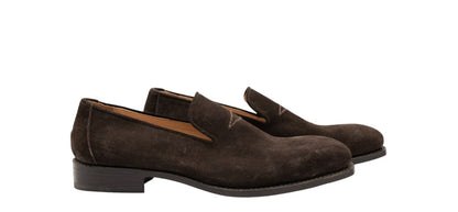 1050$ MARIANO RUBINACCI NAPOLI Slippers Loafers Shoes Dark Brown Suede