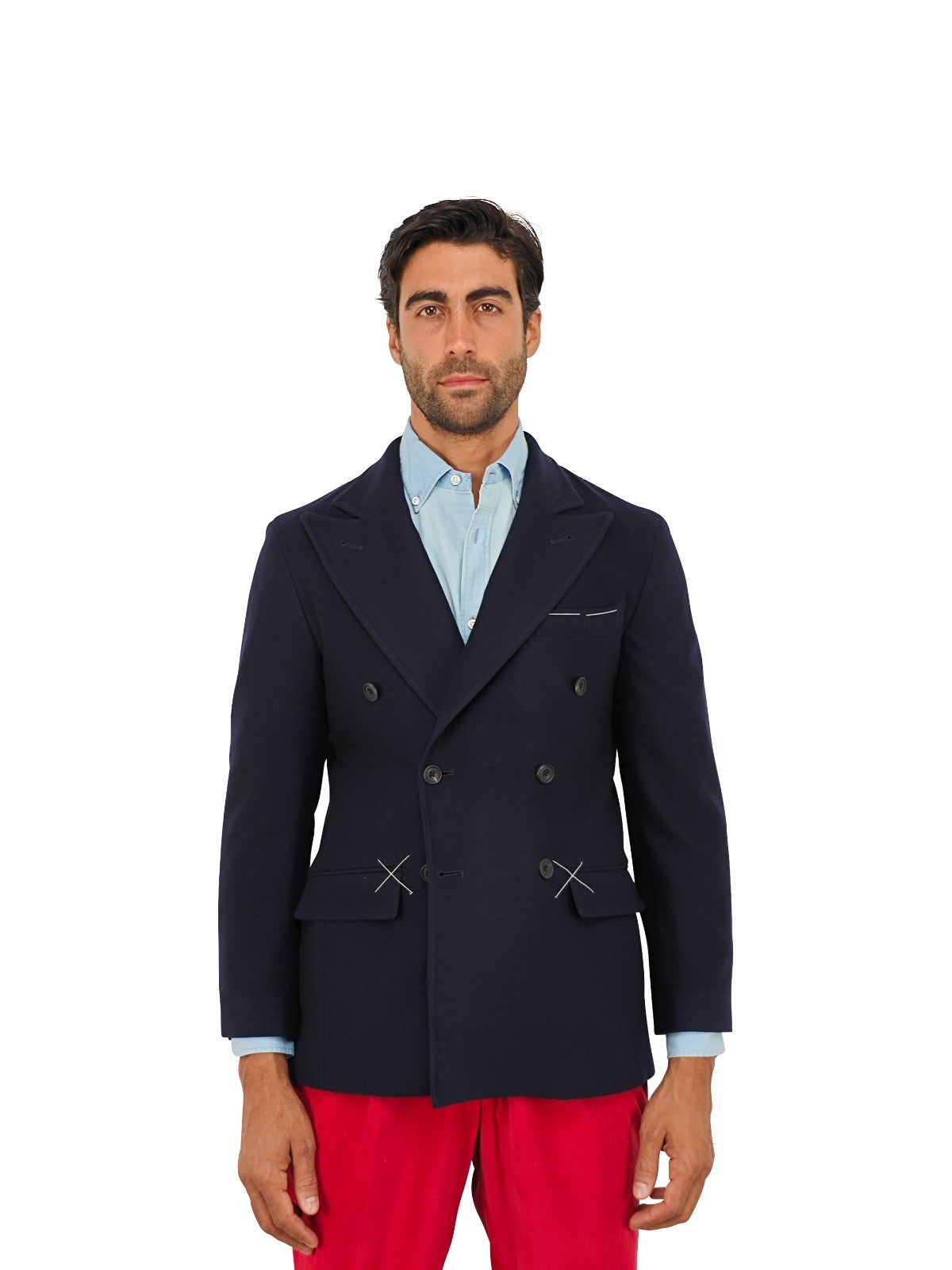 $1870 RUBINACCI NAPOLI "Skyfall" Blue Double Breasted Jacket Wool 36 US / 46 EU
