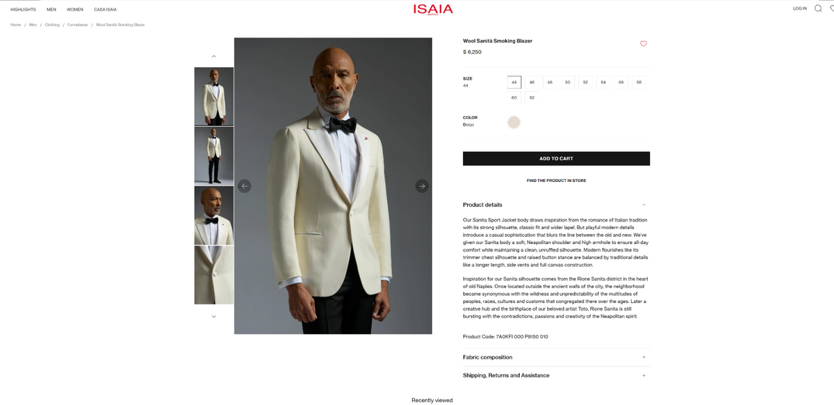 $6500 ISAIA NAPOLI "Sanita" Smoking Tuxed Blazer Sport Coat Ivory Fine Wool