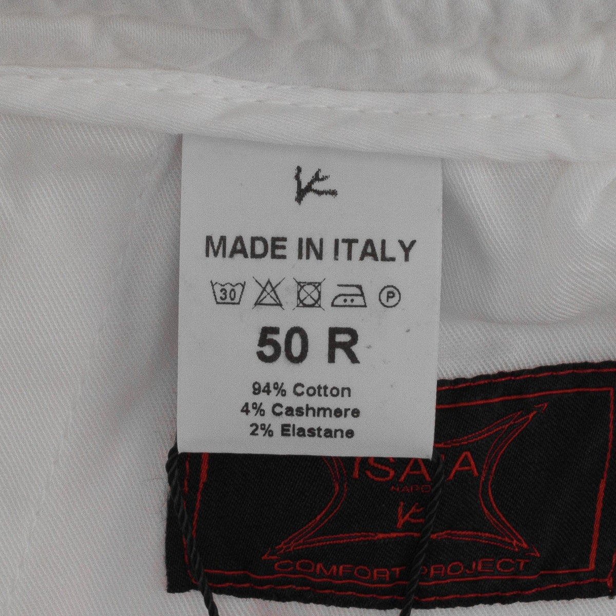 1250$ ISAIA NAPOLI White Drawstring Pant Tapered Cotton Cashmere 34 US / 50 EU