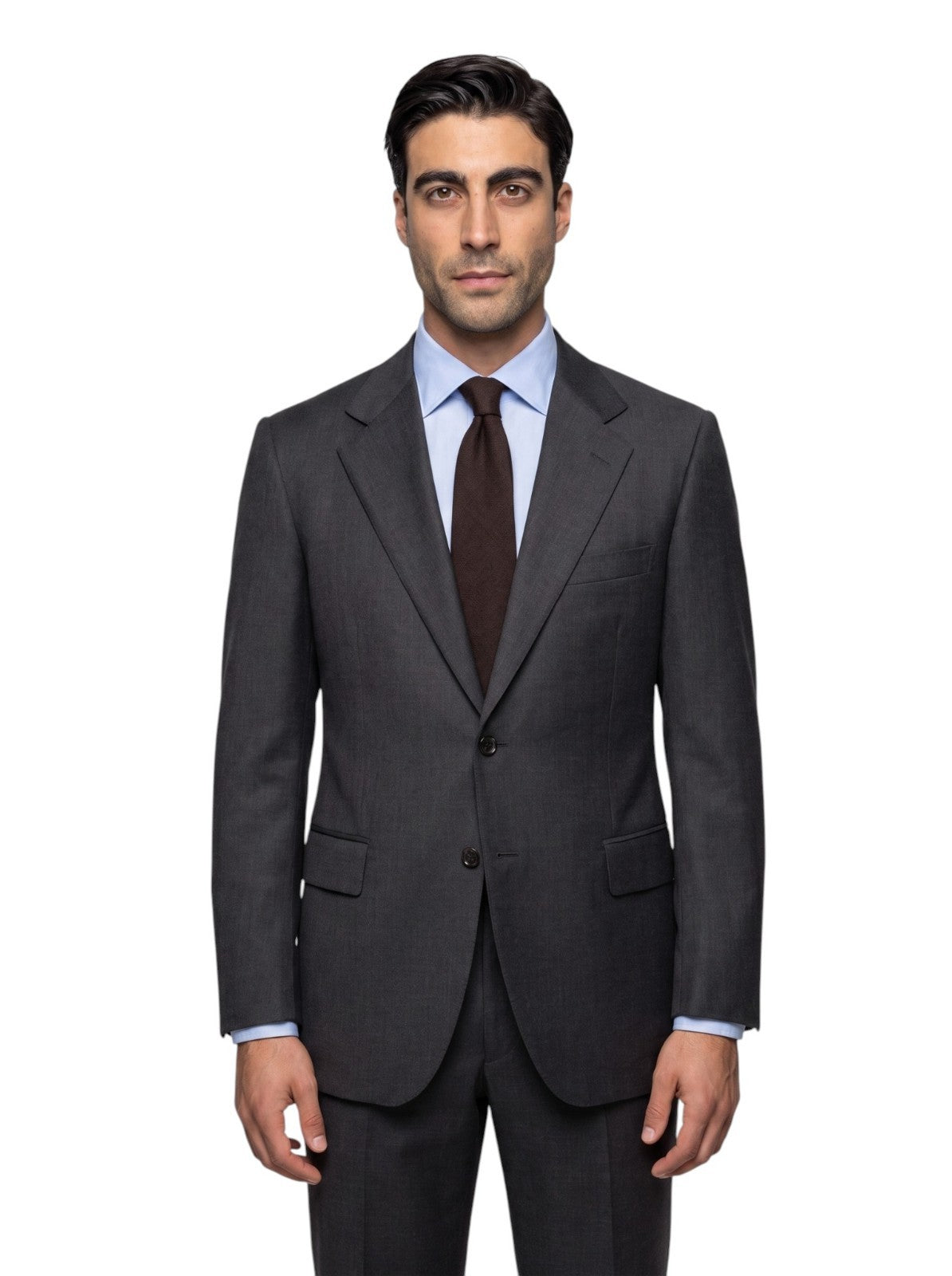 $2400 RAFFAELE CARUSO Dark Gray Suit Superfine Wool 110's 44 US 54 EU