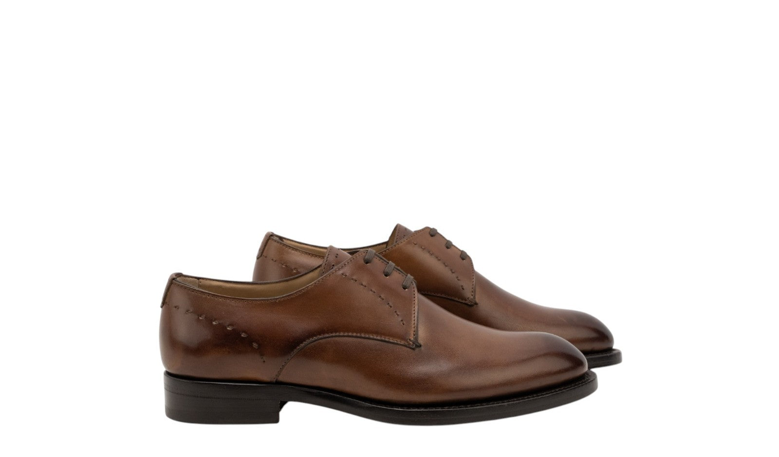 ISAIA NAPOLI Brown Caramel Derby Shoes Calf Leather Handmade 5 UK / 6 US / 39 IT