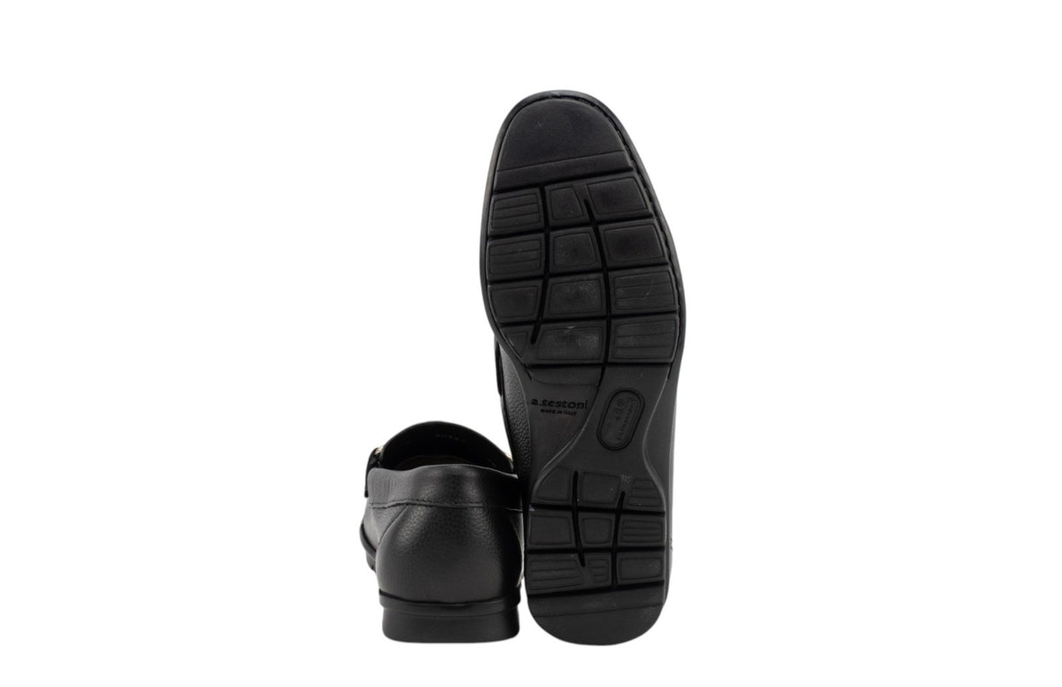 900$ TESTONI Mocs Black Grained Calf Black + Metal 4.5 UK / 5.5 US /  38.5 IT