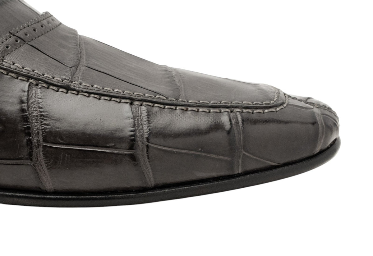 4500$ MARTEGANI 1891 Loafer Shoes 100% ALLIGATOR Gray 7.5 UK / 8.5 US / 41.5 IT