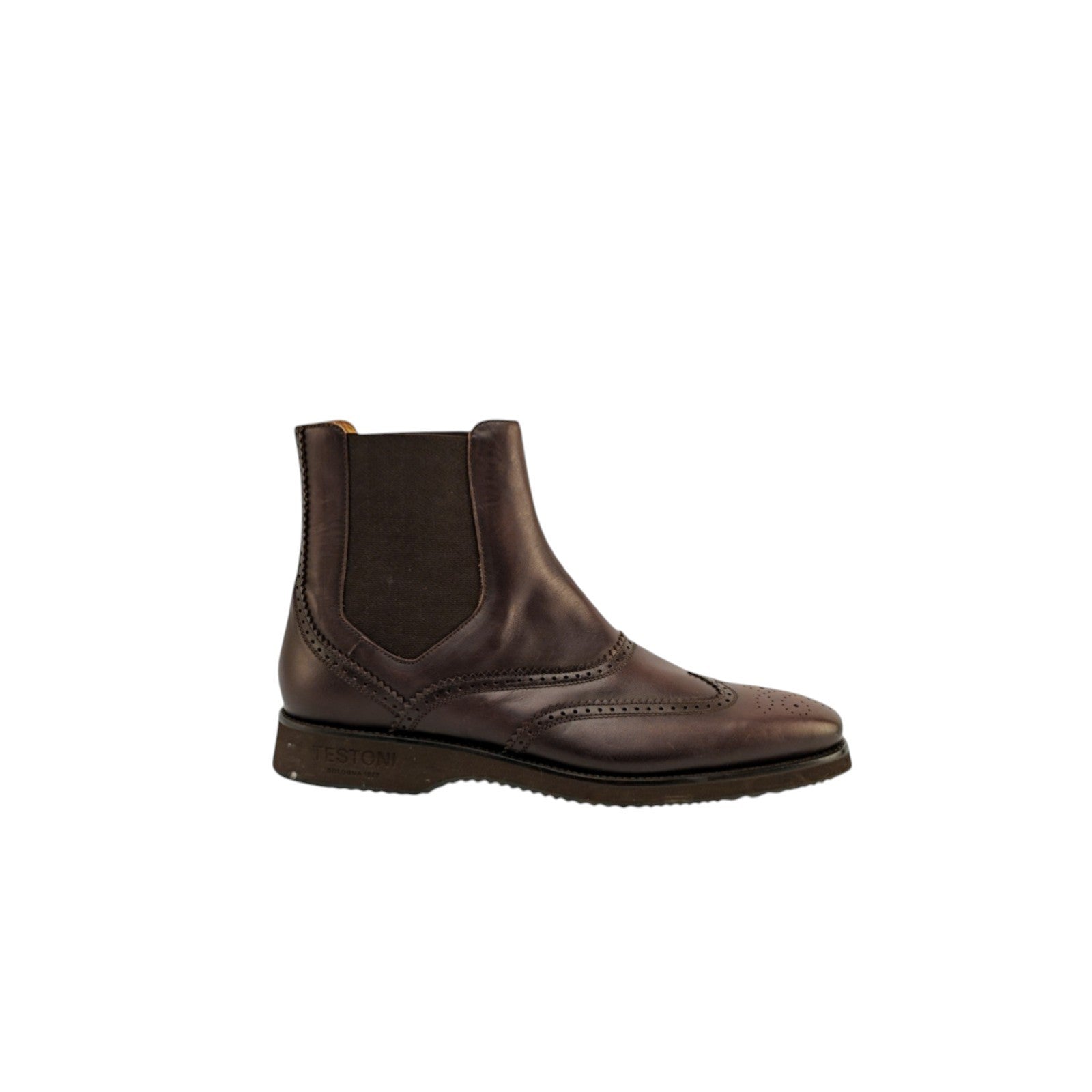 1400$ TESTONI Cigar Chelsea Boot Brogue Antique Calf  8 UK / 9 US / 42 IT